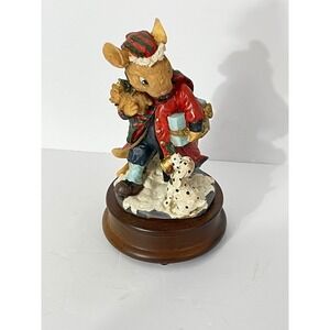Vintage  Mouse Santa Musical Figurine  Red Christmas‎ Wind Up Puppy